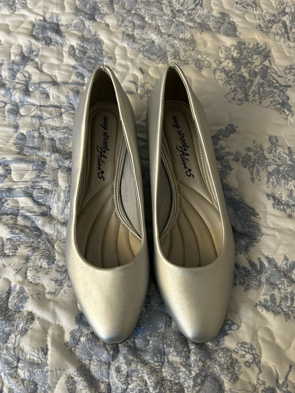 easy street Metallic Silver Low Heel Flats